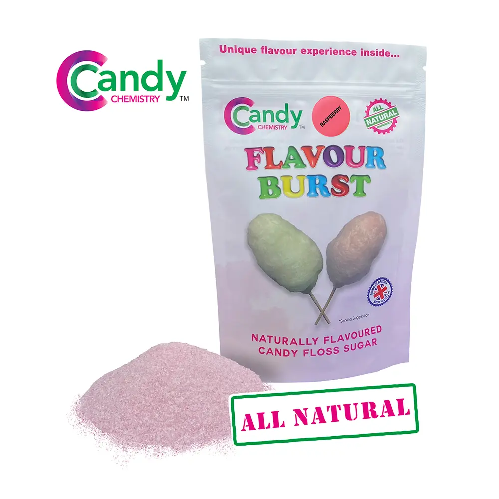 Raspberry Flavour Gourmet Candy Floss Sugar - All Natural - 400g