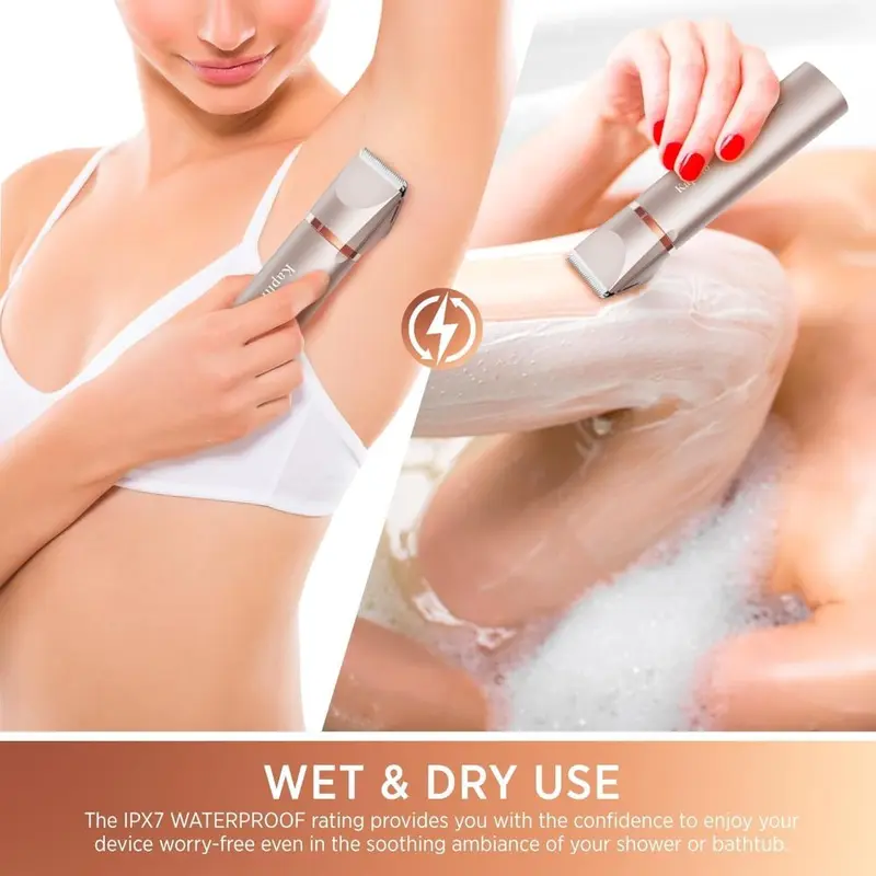 Trimmer for women pubic hair: 2 in 1 eletctric razors for women-rechargeable eletctric shaver for women-IPX7 waterproof bikini trimmer for underarm leg arm body face (Rose Gold) 1