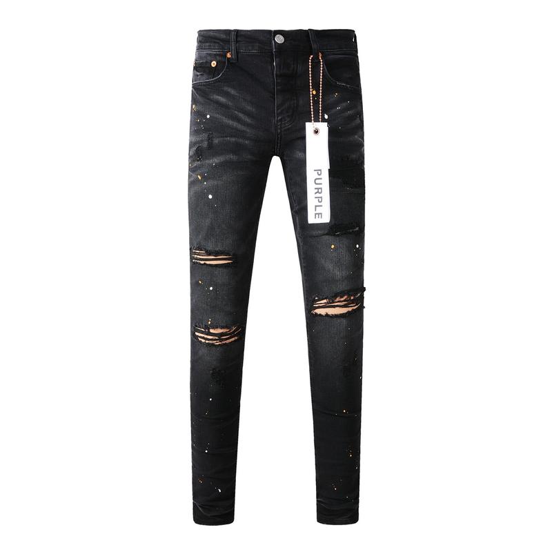 2025 New Fashion Trendy High Quality Jeans Classic Retro American High Street Painted Holes Black Washed Skinny Jeans Men 4