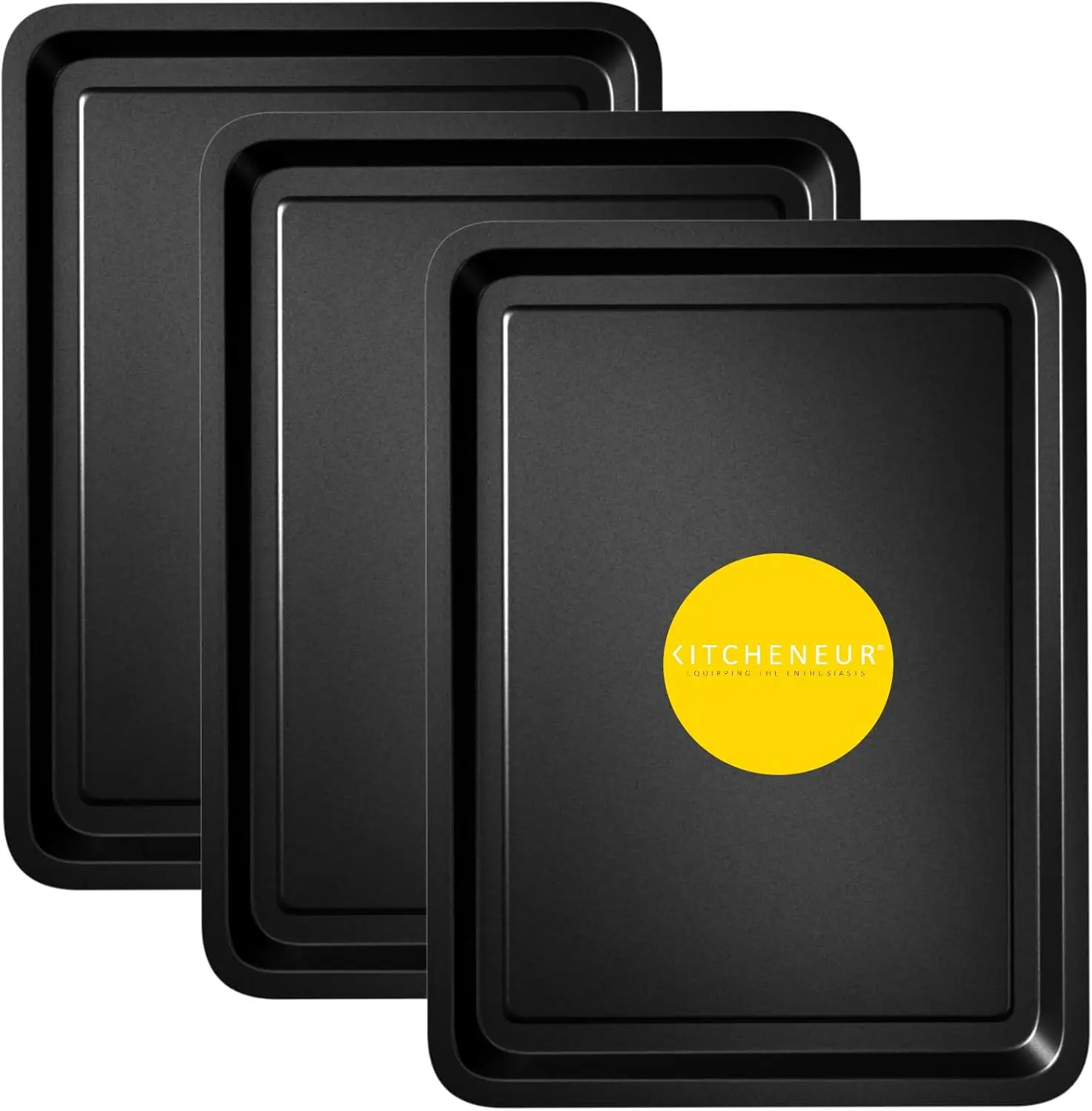 3-Pack - Essentials Baking Tray Set 32cm -Non-Stick Tin, Multi-Pack Set Oven Pan - Dishwasher Safe and Easy Clean.