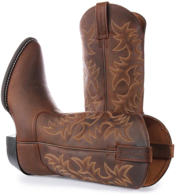 Ariat Brown Heritage 6 Row Stitching R Toe Western High Men's Leather Ankle Boots 3