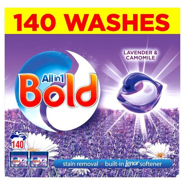 Bold All in One Pods - 140 Washes  3.72KG, Brilliantly Clean - All in On Detergent, Lavender & Camomile 1