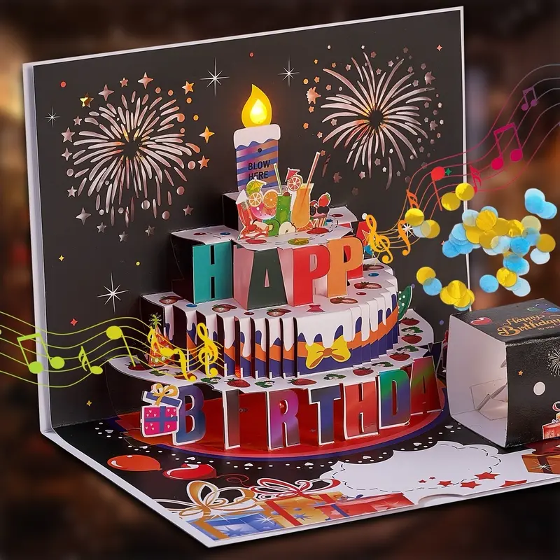 Birthday Popup Greeting Card with Lights, Music, and Candle Gift Bracelet 7