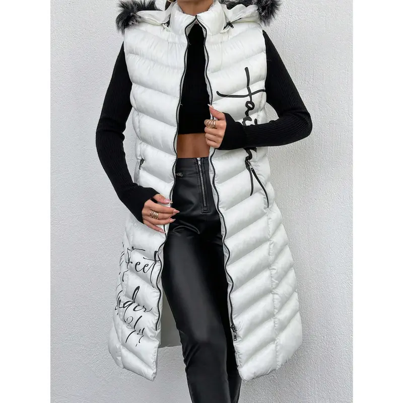 Women'S Sleeveless Padded Coat With Collar Fit Womenswear 2