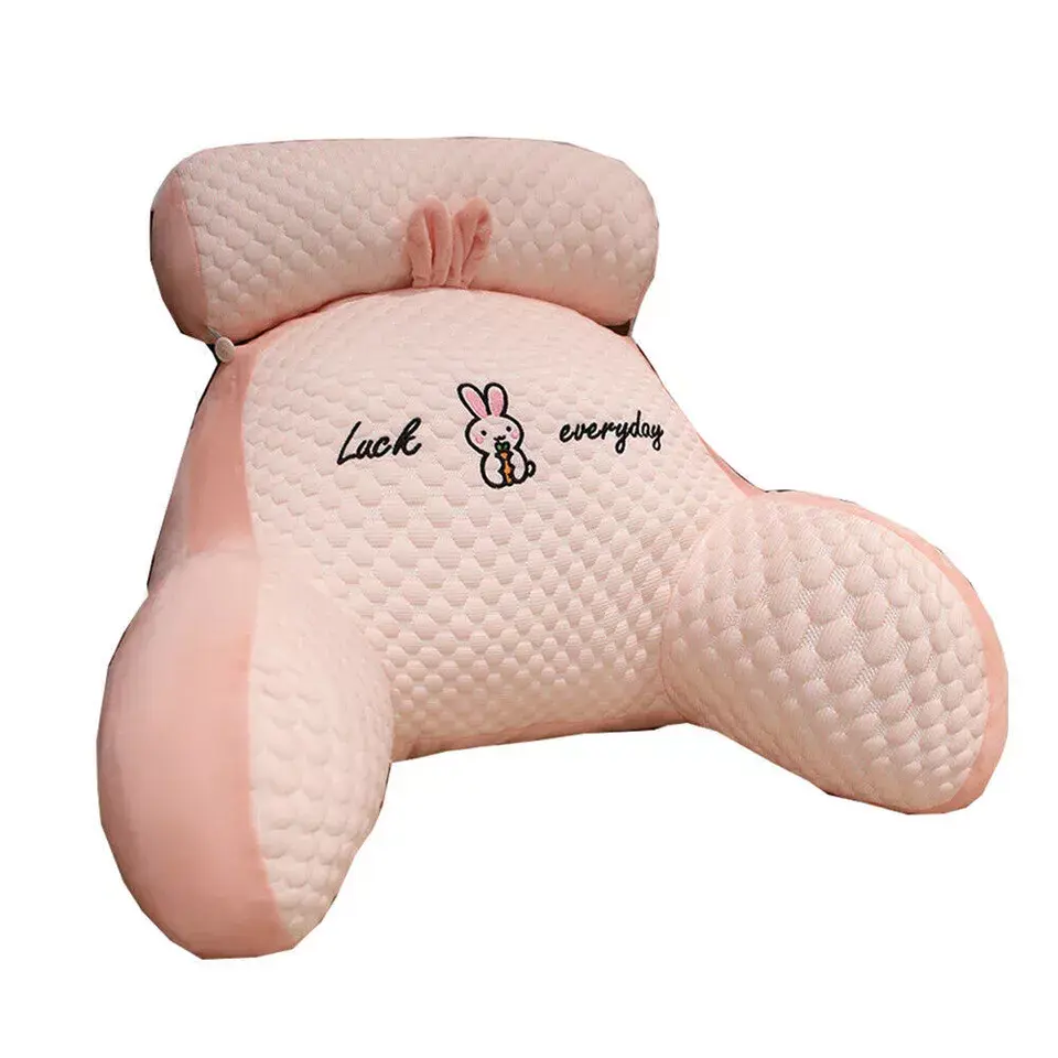 Small Super Soft Plush Backrest Reading Pillow Bed Cushion Support for kids Reading Back Rest Arm Chair (Pink) - High Fluffiness and Good Air Permeability
