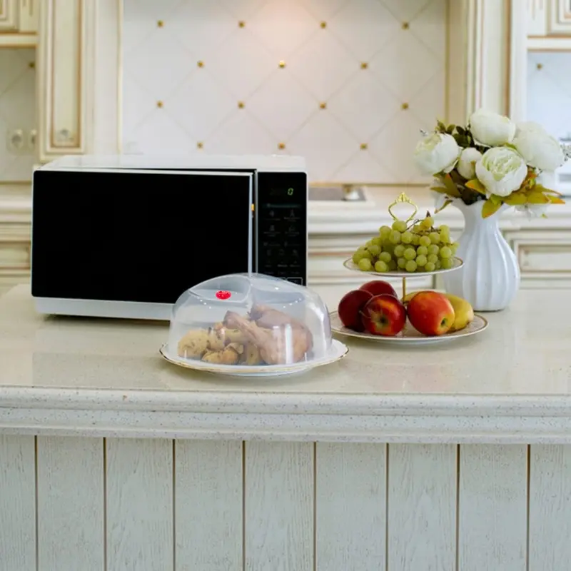HOMESHOPA Microwave Plate Cover 25cm Microwave Splatter Guard Lid with Steam Vents, Plastic Transparent Ventilated Food Plate Dish Cover Kitchen Cooking, BPA Free & Dishwasher Safe, 25cm 2