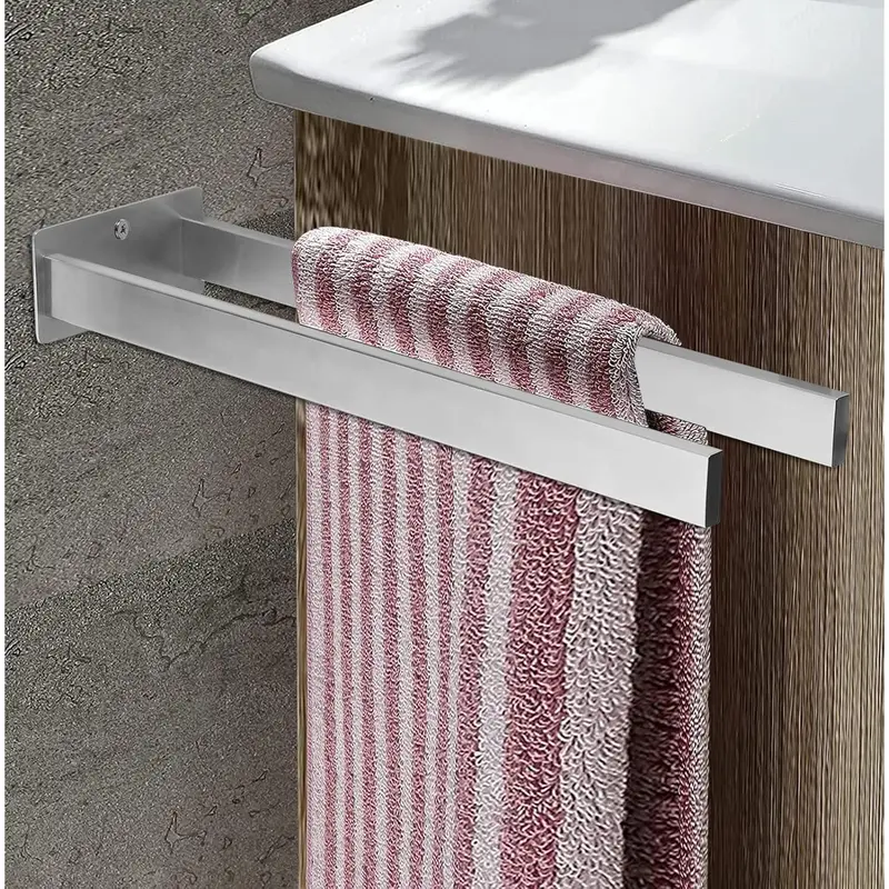 JiGiU Towel Rail Dual Towel Bars 38cm Hand Towel Holder Wall Mounted Towel Rack 304 Stainless Steel Towel Storage Double Poles Design Towel Ring for Bathroom Washroom Kitchen 8
