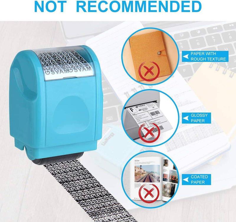 Identity Theft Stamp Identity Guard Roller Stamp Wide Rolling Security Stamp Includ Refills Confidential Stamp Secure Confidential ID Blackout Security Anti Theft and Privacy Safety 8