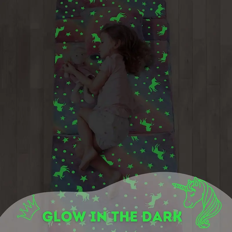 Kids Sofa Bed, Toddler Floor Mattress Glow in The Dark, Baby Modular Unicorn Couch, Fold Up Children Sofa Convertible Futon Folding Mattress Chair Bed for Playroom [Plus A Free Gift] 3