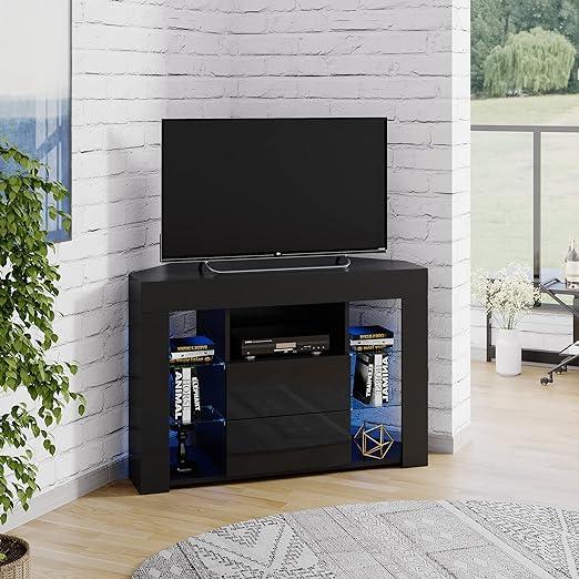 Product Introduction of Corner Sideboard TV Stand Cabinet With RGB LED Lights Television Stands Cabinet 2Door and 7 Open Media Storage for TVs up to 50 Inches tvcabinet tvstand mediaunit corner  tv 5