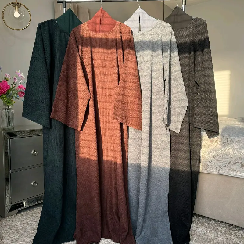 Winter Closed Corduory Abaya with Pockets, Hijab and Belt for Women lover 4