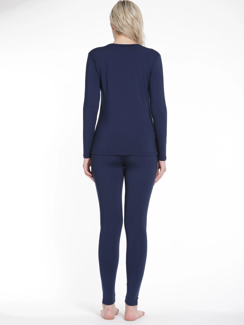 Product Introduction of Seamless Thermal Underwear Set, Long Sleeve Crew Neck Tops & Pants, Women's Loungewear & Underwear 11