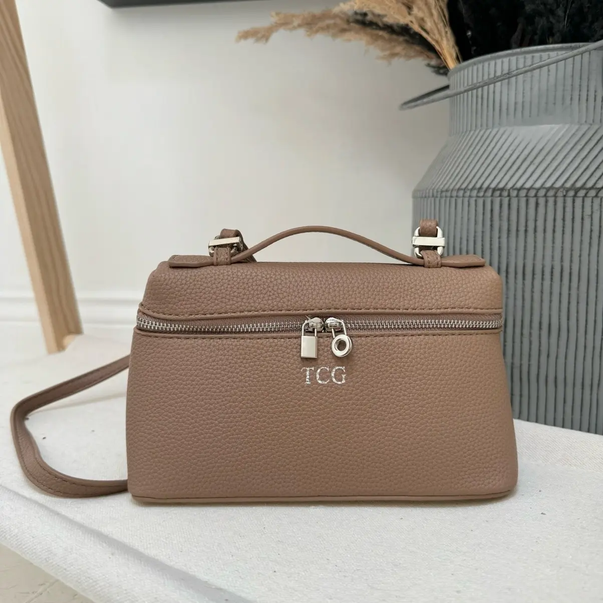 Personalised Lychee Pattern PU Mini Handbag with Strap - Available in Multiple Colors