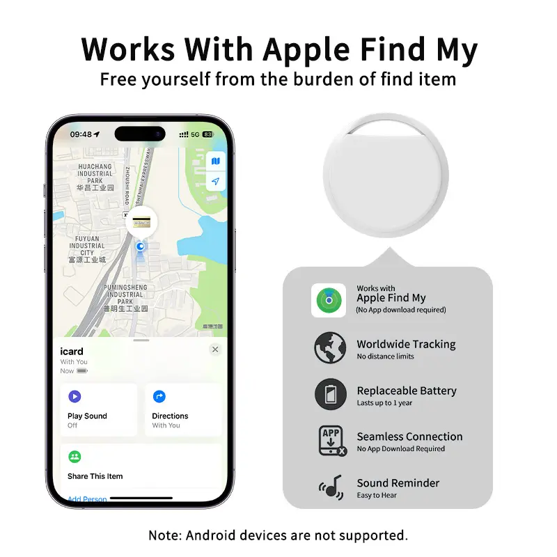 Mini Tracker Smart Tags for Apple devices ( iPhone, iPad, and iMac) via Apple ”Find My” for Wallet, Keys, Luggage, Backpack, Pets, Cars etc.  MFi Certification, Replaceable Battery, 1 Count, IPX67 Waterproof, Fast Delivery in 3 Days air tag travel tracker 6