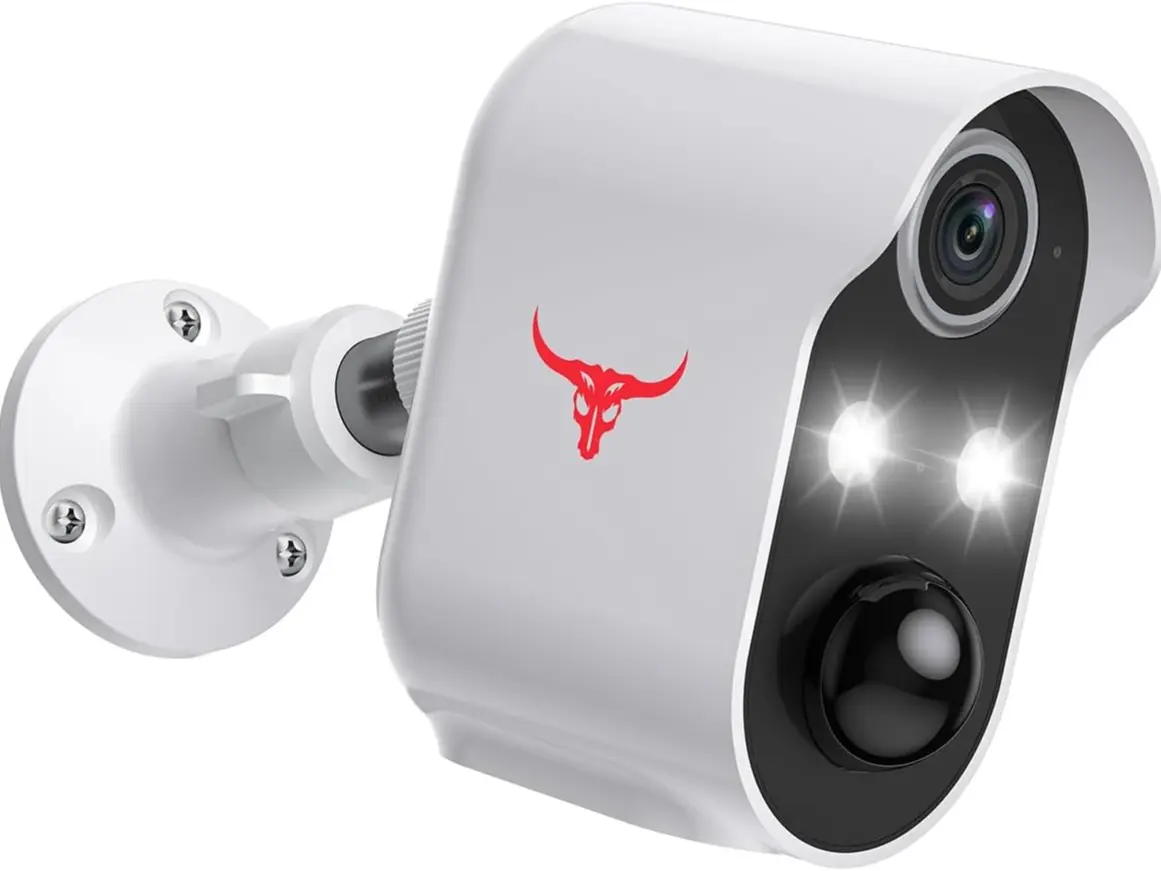 1080p Wireless Security Camera, Indoor/Outdoor Surveillance Bullet Cam, Live View, AI Human Detection, Night Vision, 2-Way Audio, IP65 Waterproof, Cloud Storage (2 Spotlights) Device Monitor