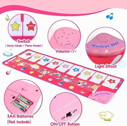 Special Musical Toys for Girls - Piano Dance Mat with 8 Animal Sounds - Educational Toddler Baby Toys - Christmas Xmas Gifts for Kids 2