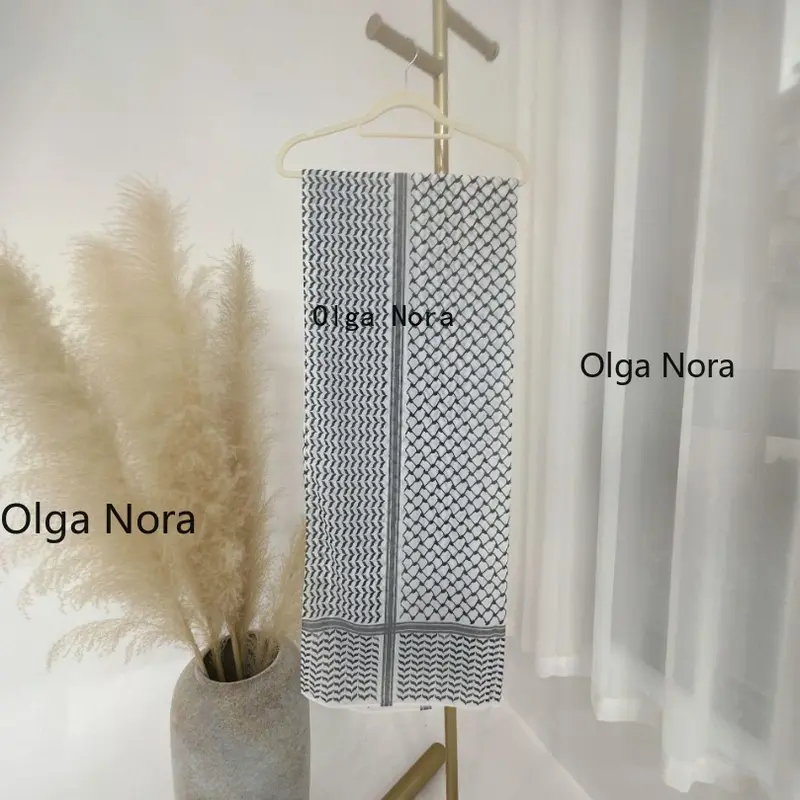 Olga Nora ON1180ON Chic Islamic Chiffon Hijab with Lattice Design square  hijab 5