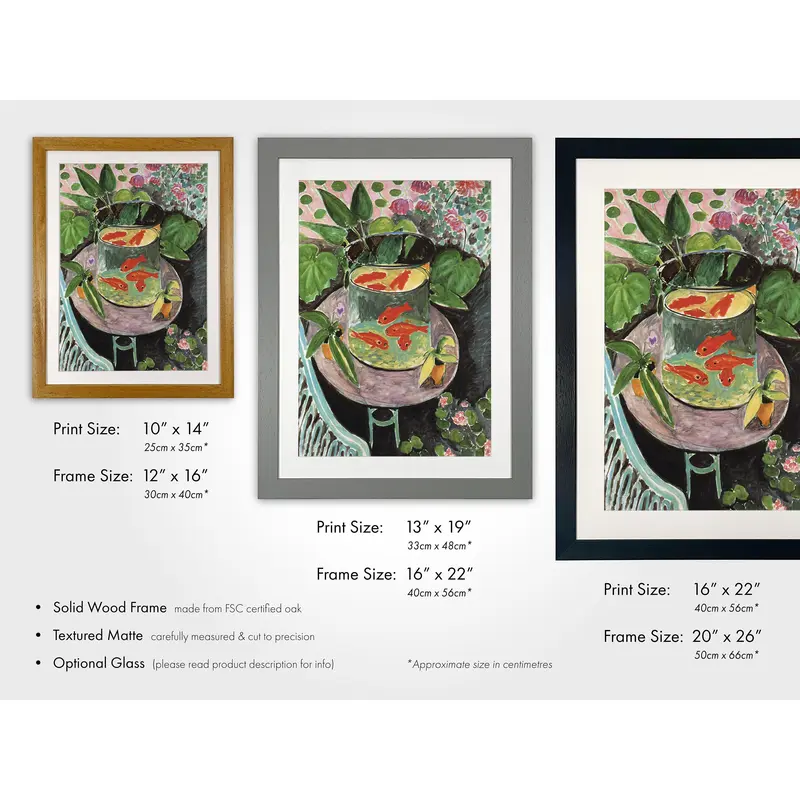 Henri Matisse Print: Goldfish (Premium Giclée Art Print of Modern Green Nature Fish Bowl Painting) Wall Art / Home Decor available Framed 3