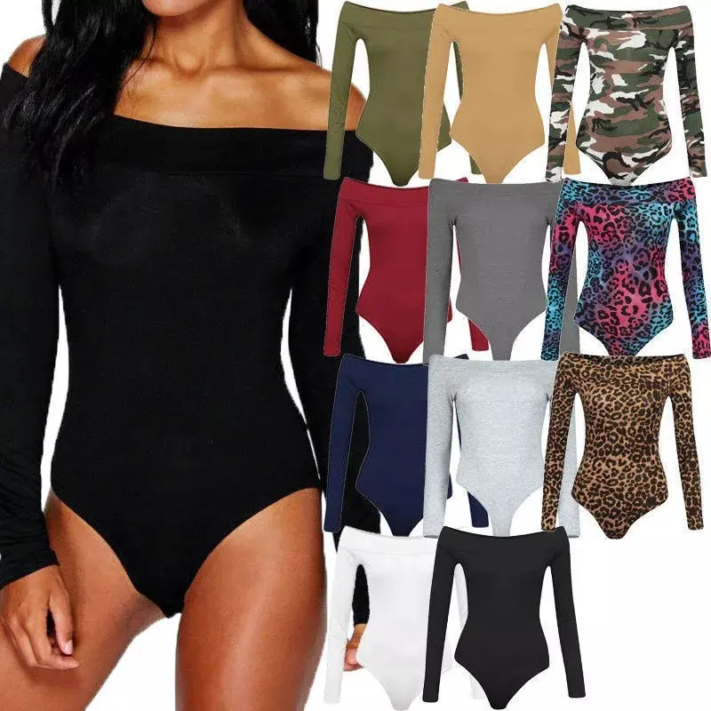 Women's Off Shoulder Bardot Bodysuit | Long Sleeve Stretch Leotard Top | UK 8-26 Fabric Fit