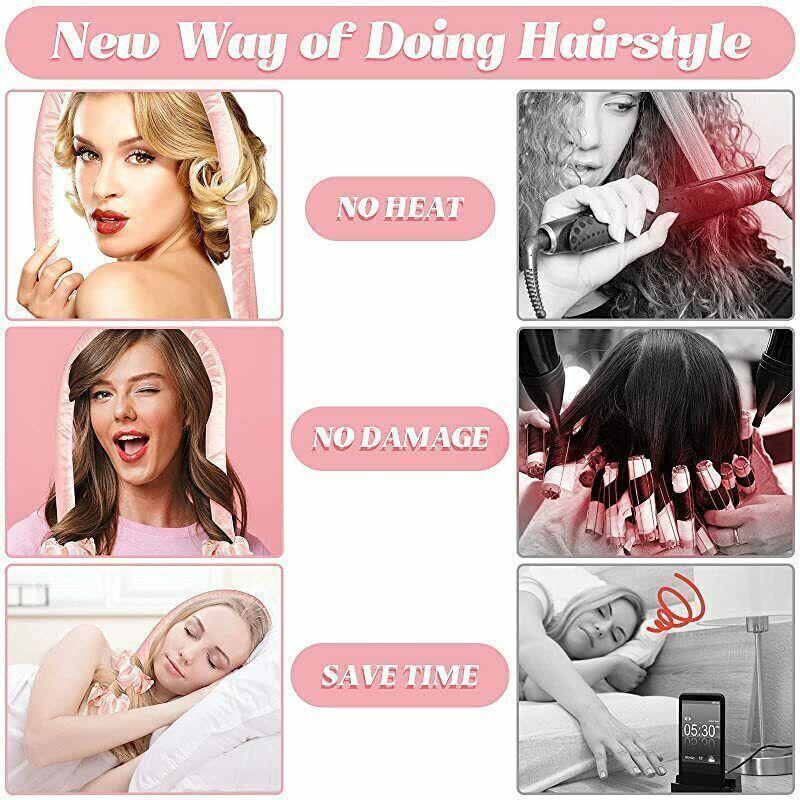 Silk Ribbon Hair Curlers Heatless Curling Rod Headband Wave Formers For Lazy UK 4