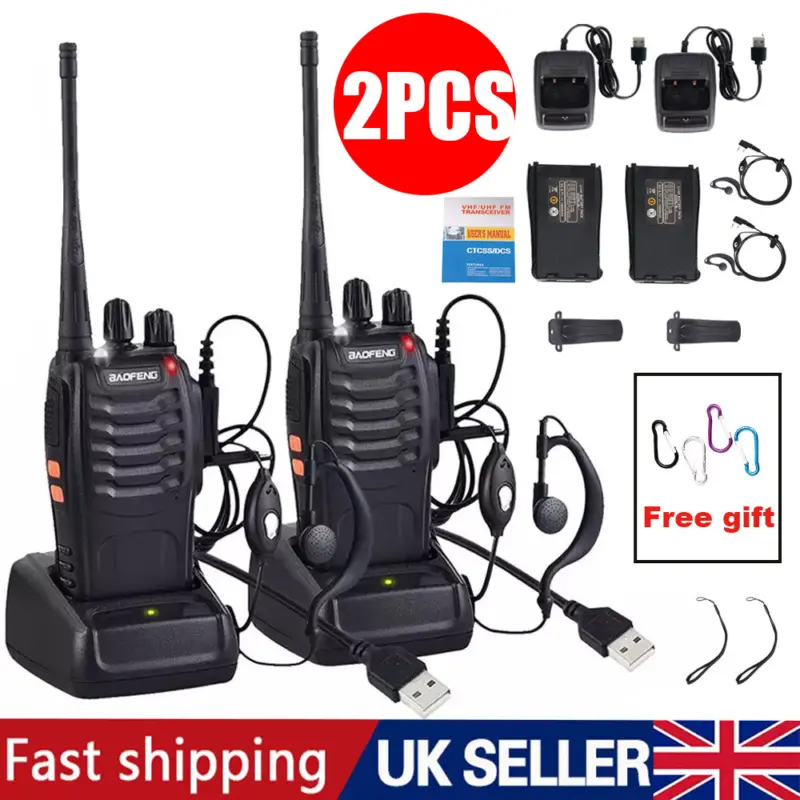 2x Baofeng BF-88E 400-470MHz Walkie Talkie Long Range Two Way Radio + Earpiece