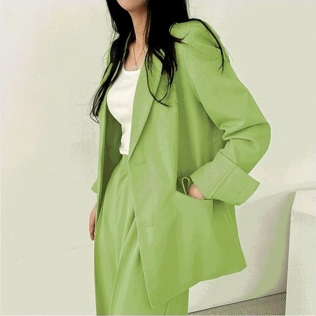 Product Introduction of High Quality Women Blazer Set Solid Pocketed Lined Coat + High Waist Suit Pants Office Lady Formal Two Piece Set 7