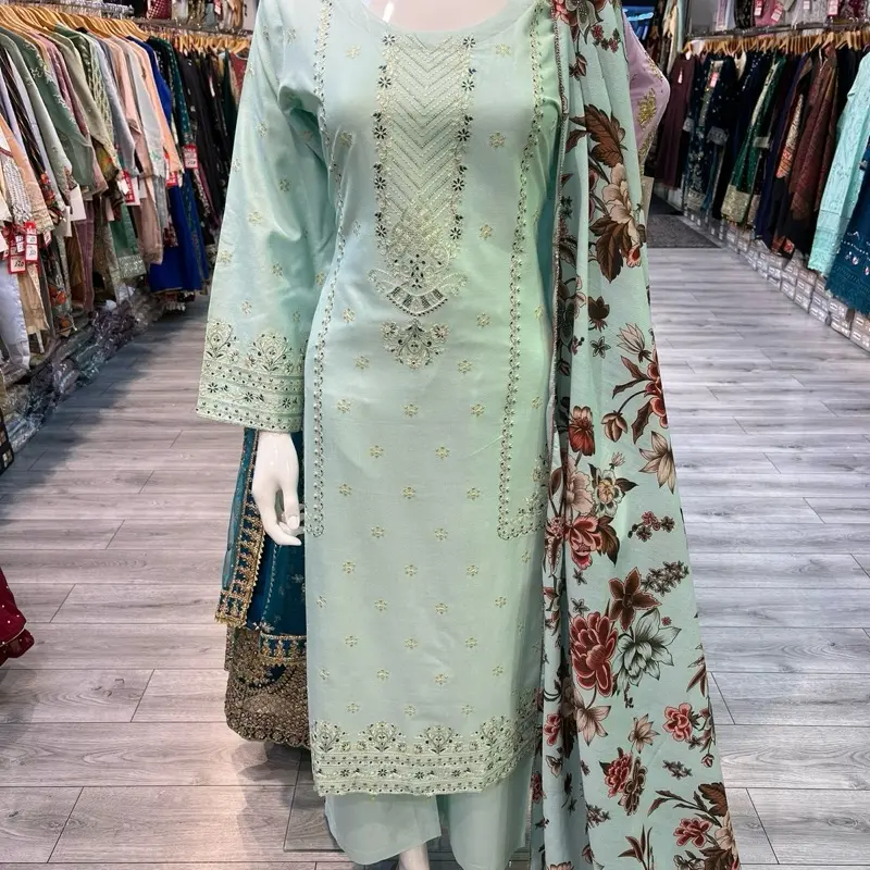 Jia Dhanak suit sky blue