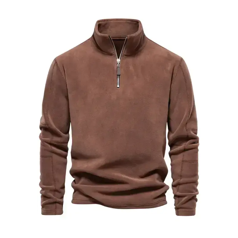 New men’s polar fleece sweatshirt stand collar half zipper long sleeve