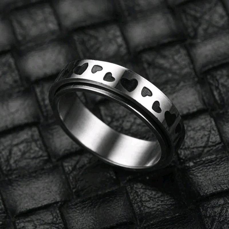 Love Heart Anxiety Fidget Ring Man Woman Birthday Anniversary Engagement 4