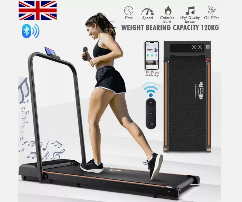 Electric Foldable Walking Pad Treadmill with Holder for Underdesk Smart Running Machine