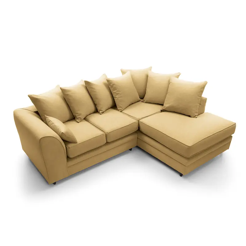 Darcy Corner Sofa Right Facing in Mustard Linen Fabric 2