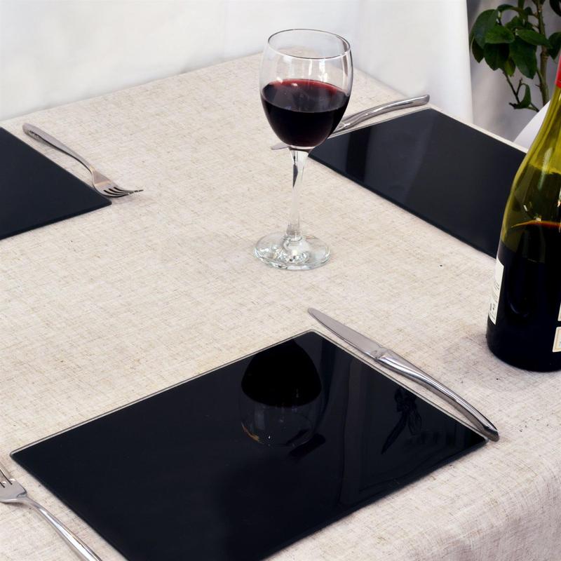Harbour Housewares 12pc Glass Placemats & Coasters Set - 30cm x 20cm 4