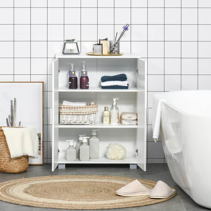 Product Introduction of Modern Bathroom Floor Cabinet, Free Standing Linen Cabinet, Storage Cupboard with 3 Tier Shelves, White 10