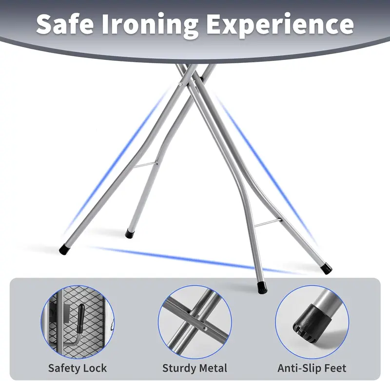 105cm Foldable LARGE STRONG FOLDING IRON BOARD IRONING ADJUSTABLE HEIGHT IN SMALL SIZE LIGHT WEIGHT NONSLIP Accessories Stainless Steel Thick Cover Lightweight 5