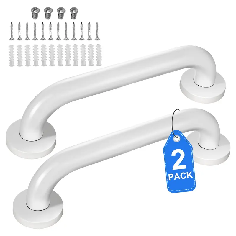 2-Pack Polished Stainless Steel Grab Bars for Shower and Bathroom, 12-Inch Safety Hand Rails, Anti-Slip Mobility Aids for Elderly, Children, and Disabled 4
