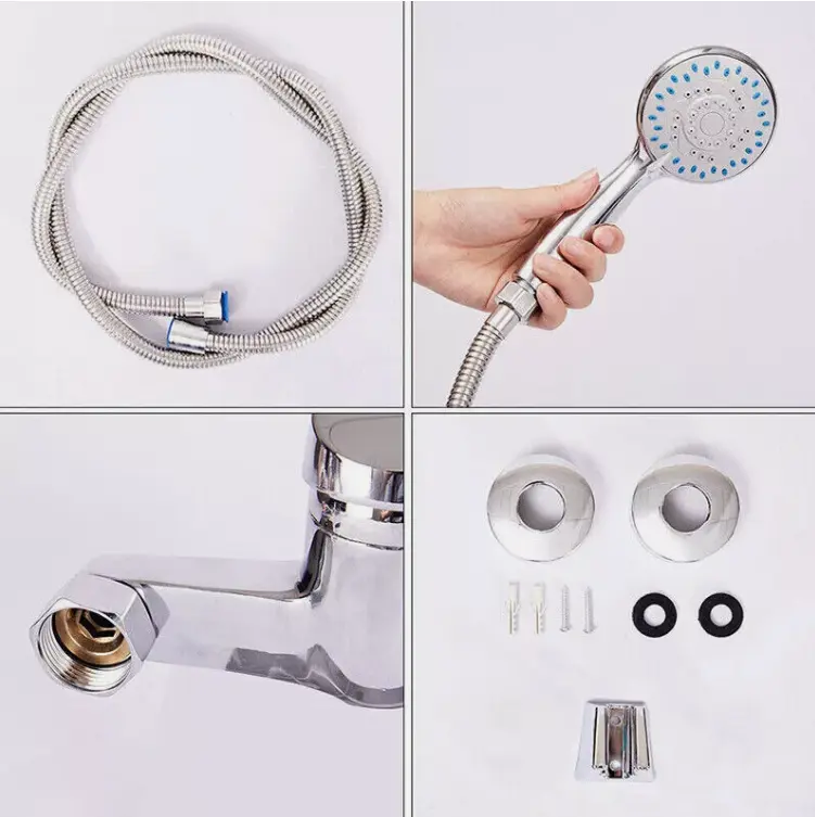Luxury Bathroom Chrome Sink Bath Filler Tap Shower Mixer Taps with Hand Held Set 4