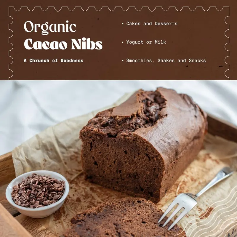 Organic Raw Cacao Nibs 400g. Natural and Pure. Made in Tropical Regions from The Theobroma Cacao Plant. Source of Magnesium, Potassium and Iron. NaturaleBio 6