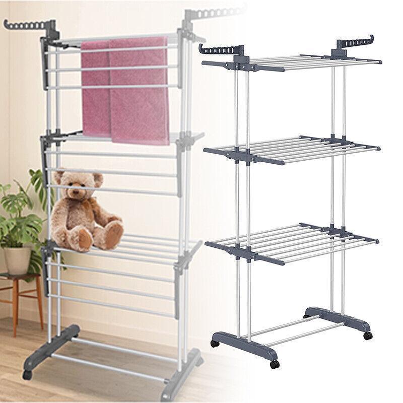 Extra Large 4-Tier Foldable Laundry Dryer Rack with Hangable Accessories for Outdoor and Bedroom Clothes Drying Hanger - Durable Drying Racks lakeland  heated 4