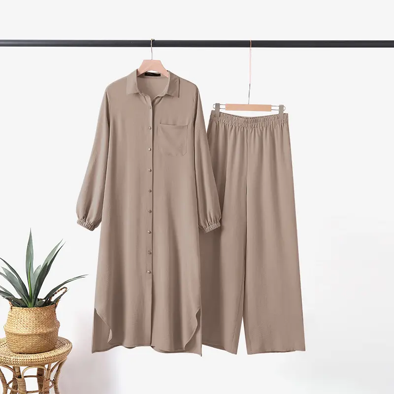 HS0628 HASA SERIES 2023 summer Muslim women's two-piece suit abayas crew neck elegant crew neck modest crew neck casual 8