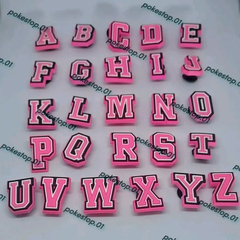 pink alphabet croc charms Shoe Decor Footwear custom crocs