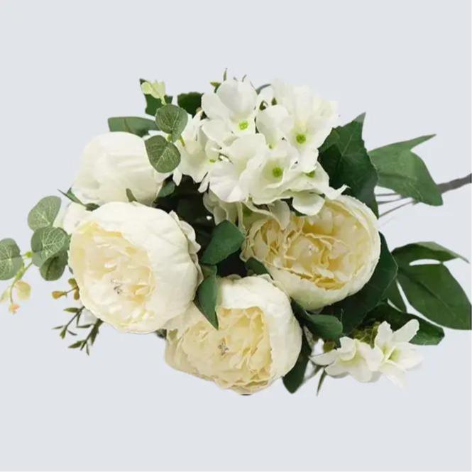 Artificial Silk Peony Flower Bouquet - Decorative Fruit - No. 4 - Ornaments and Plants for Home - Red Chrysanthemum Flowers 2