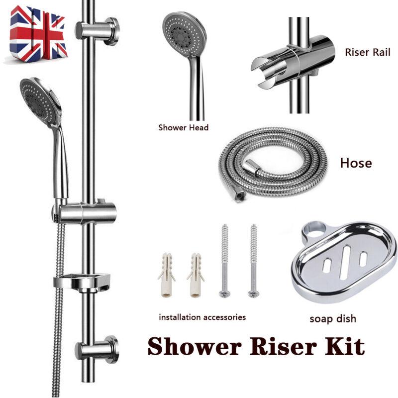 Product Introduction of Adjustable Slider Rail Shower Riser Kit With Soap Bar Holder Hose Head Set UK 5
