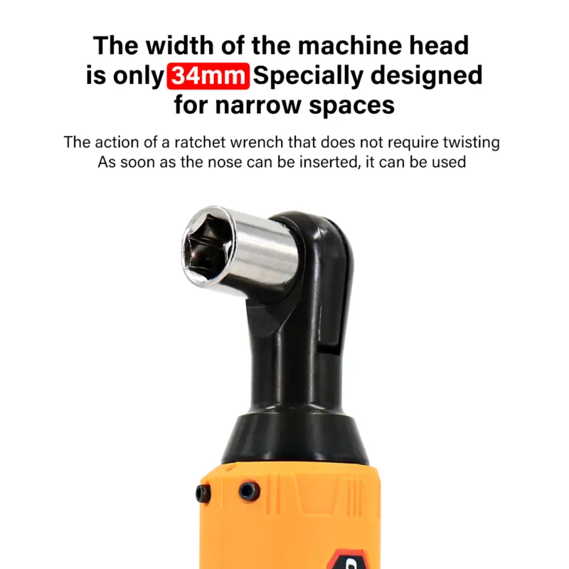380Nm Electric Cordless Right Ratchet 3/8'' 90 Angle Wrench Power 2 Battery Kit  UK 4