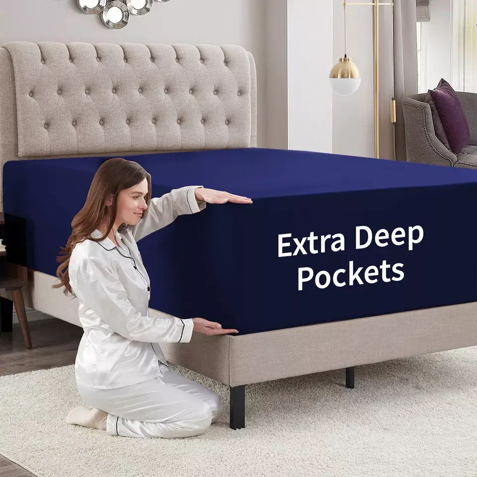 Ultra Soft 40 Cm Extra Deep Full Fitted Sheet Double Bed Sheets King Size Single- Wrinkle-Free, Breathable & Easy Care
