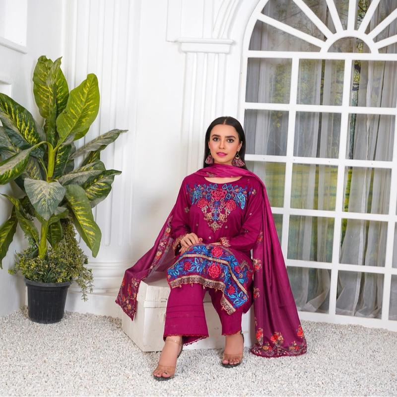 SB By Momina Designer - 3 Piece Cotton Embroidered Kameez With Trouser | MB-02 | Comfort Comfortable 5