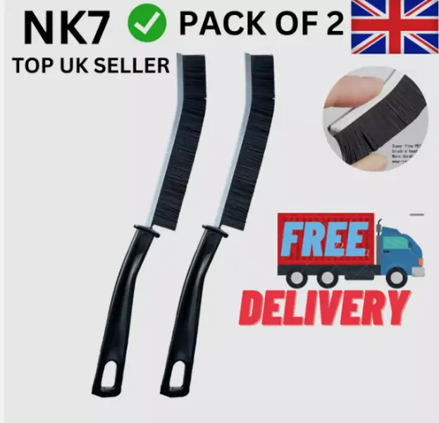 2x Crevice cleaning brush for narrow and gap spaces recess tool black from UK