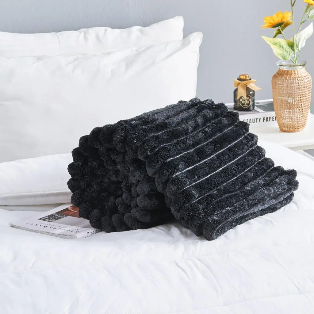 Brillars Soft Fleece Blanket Throws - Fluffy Warm Heated Double King Luxury Ribbed Throw for Bedroom, Sofa Couch, Night Bed Osum Blankets