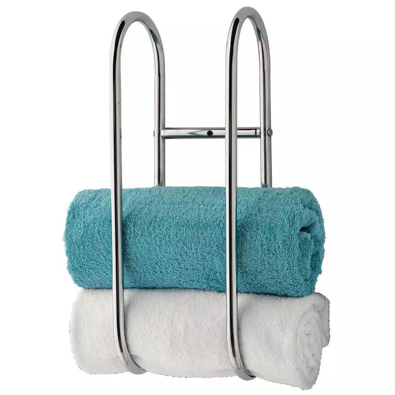 Chrome Plated Wall Mounted Bathroom Towel Rail Holder Storage Organiser Rack Stainless Steel Shelf – Holds 4-5 Towels 1