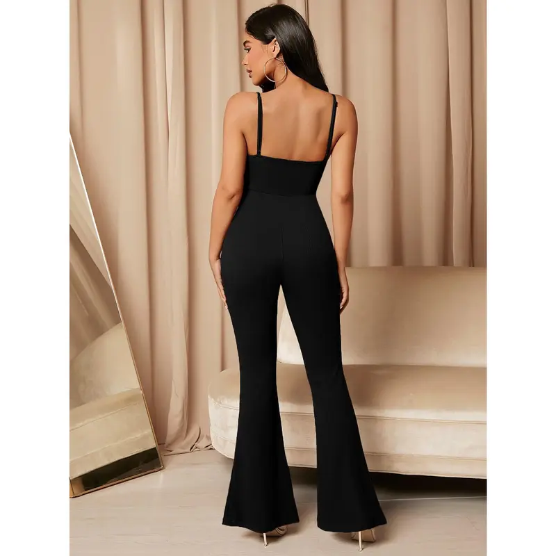 MaterniChic Maternity Solid Flare Leg Cami Jumpsuit 1