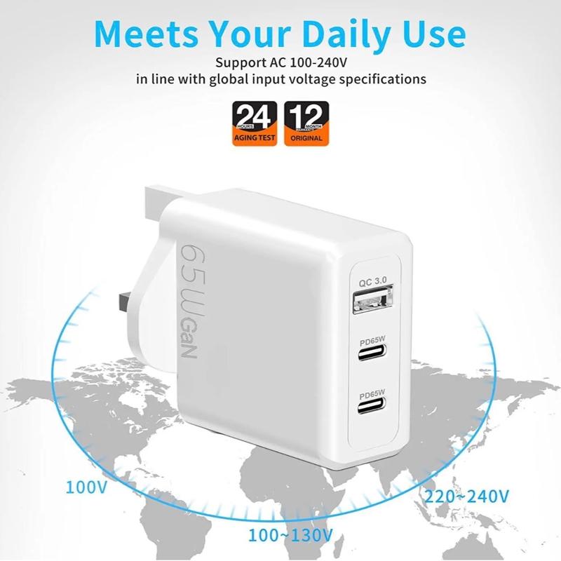 65W GaN Fast Quick Charger for Type-C Devices - UK Plug - Charging 2